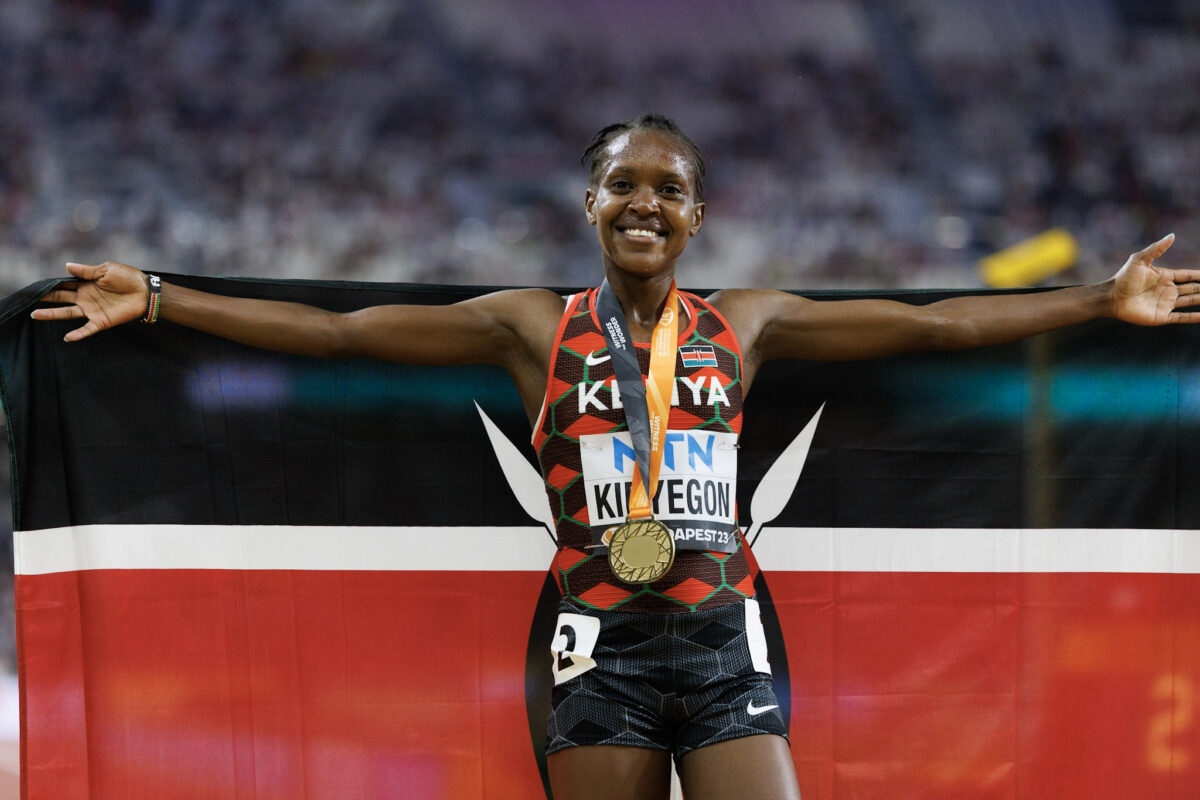 La primatista mondiale dei 1500 metri Faith Kipyegon.