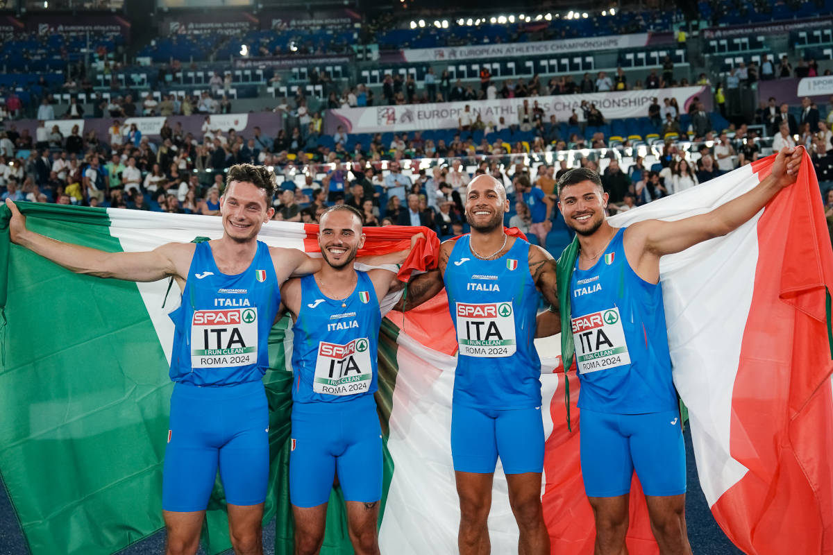 Tortu, Patta, Jacobs e Melluzzo oro nella staffetta 4x100.