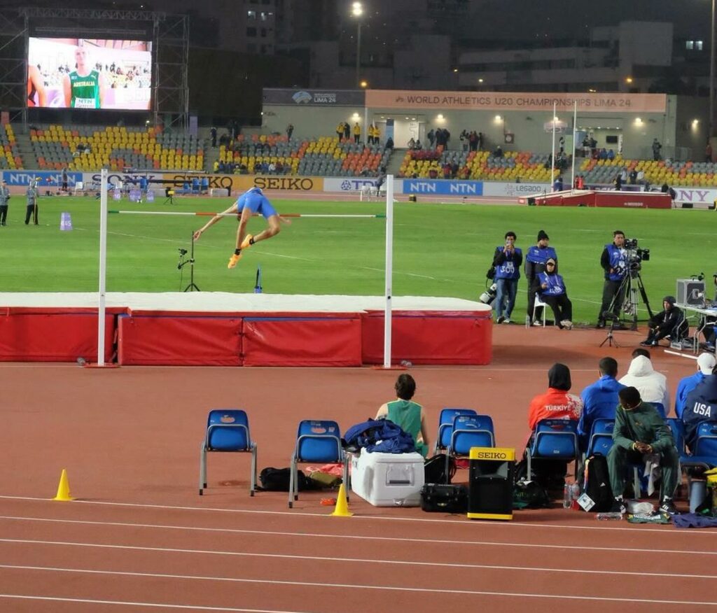 Matteo Sioli in gara ai mondiali under 20.