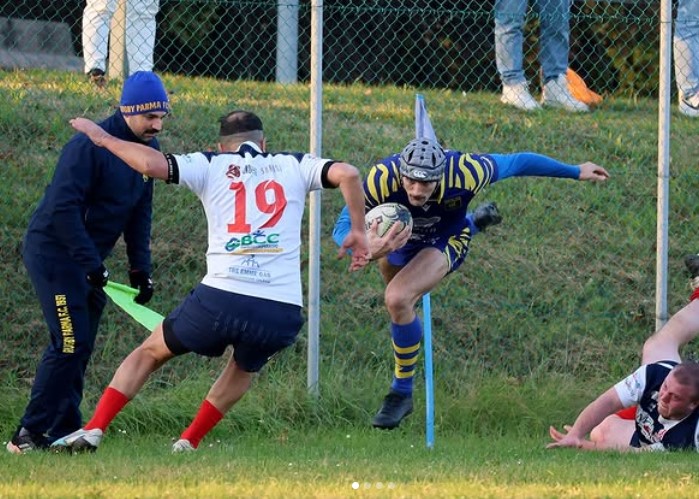 Bocchi con il Rugby Parma.