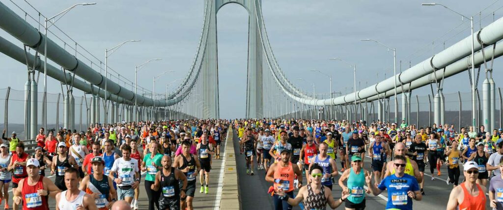 La maratona di New York sul ponte di Verrazzano.